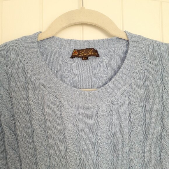 Loro Piana Men Cashmere Cable Knit Crewneck Sweater Light Blue Size 58/Size 3XL - Picture 5 of 12